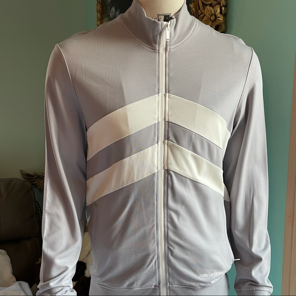 Karl Lagerfeld, New, Men's Two-Tone Zipped Sweatsh